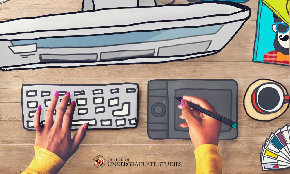 animation of person's hands at computer